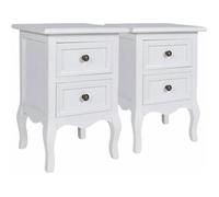 vidaXL 2X Table de Chevet 2 Tiroirs MDF Blanc Table de Nuit Chambre à Coucher