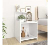 vidaXL Table de Chevet, Armoire de Nuit avec 3 Étagères, Armoire de Lit avec Rangement, Meuble de Chambre, Scandinave, Blanc Bois d'Ingénierie Blanc G