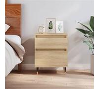 vidaXL Table de Chevet, Armoire de Nuit avec Tiroir et Compartiment, Table de Nuit avec Pieds, Meuble de Rangement Chambre, Moderne, Chêne Sonoma Bois d’Ingénierie Marron G