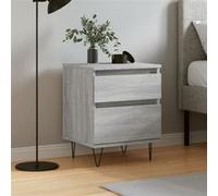 vidaXL Table de Chevet, Armoire de Nuit avec Tiroir et Compartiment, Table de Nuit avec Pieds, Meuble de Rangement Chambre, Moderne, Sonoma Gris Bois d’Ingénierie Gris G