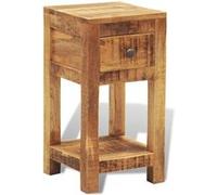 vidaXL Table de chevet avec 1 tiroir Bois massif de manguier Brun G