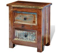 Vidaxl Table De Chevet Avec 2 Tiroirs Bois Massif Recyclé