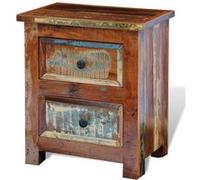 vidaXL Table de chevet avec 2 tiroirs Bois massif recyclé Brun G