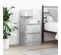 vidaXL Table de Chevet avec 2 tiroirs Gris béton 38x34x80 cm, Meuble de Chevet, Table d'appoint, Armoire de lit, Armoire de Chevet, Table de Nuit