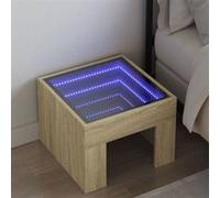 vidaXL Table de chevet LED infini Chêne sonoma 40 x 40 x 30 cm