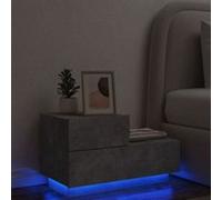 vidaXL Table de chevet avec lumières LED gris béton 70x36x40,5 cm