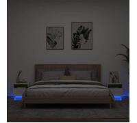 vidaXL – Lot de 2 armoires de chevet avec lumières LED, rangement moderne