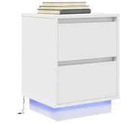 VidaXL Table de chevet avec lumières LED blanc 38x34x50 cm, table de nuit, table de lit, table d'appoint, armoire de lit, 861283