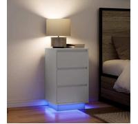 vidaXL Table de chevet avec lumières LED blanc 38x34x65 cm, table de nuit, table de lit, table d'appoint, armoire de lit, 861301