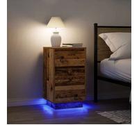 VidaXL Table de chevet avec lumières LED vieux bois 38x34x65 cm, table de nuit, table de lit, table d'appoint, armoire de 861308