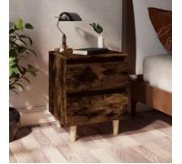 vidaXL Table de chevet avec pieds en bois Chêne fumé 40x35x50 cm Marron