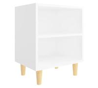 vidaXL Table de Chevet avec Pieds en Bois Massif Blanc 40x30x50 cm