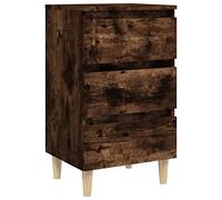 vidaXL Table de Chevet avec Pieds en Bois Solide Chêne fumé 40x35x69cm