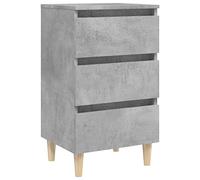 vidaXL Table de Chevet avec Pieds en Bois Solide Gris béton 40x35x69cm