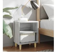 vidaXL Table de chevet Sonoma gris avec pieds en bois 40 x 30 x 50 cm 8,2 kg