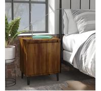 vidaXL Table de chevet avec pieds en métal Chêne marron 40x30x50 cm