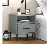 vidaXL Table de chevet avec pieds en métal Gris Bois pin massif OSLO350971 Gris G