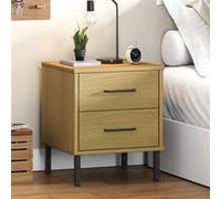 vidaXL Table de chevet avec pieds en métal Marron Bois pin massif OSLO350973 Marron G
