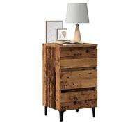 vidaXL Table de chevet avec pieds en métal, vieux bois, 40x35x69 cm, Marron