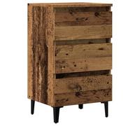 vidaXL Table de chevet avec pieds en métal, vieux bois, 40x35x69 cm, Marron