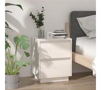 vidaXL Table de chevet Blanc 40x35x50 cm Bois de pin solide813317 Blanc G