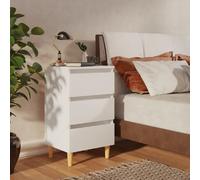 Table de chevet avec pieds en bois solide Blanc 40x35x69 cm Blanc G