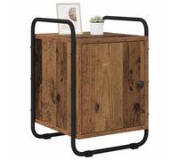 vidaXL Table de Chevet Bois Ancien Bois d'ingénierie, Table de Nuit compacte, Rangement Moderne, Armoire Bois, Porte à charnière, poignées Noires Mat pour s'organiser