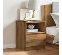 vidaXL Table de chevet chêne artisanal 40x40x50 cm bois d’ingénierie, meuble de chevet, table d'appoint, armoire de lit, 856500 Marron G