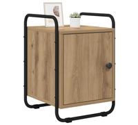 vidaXL Table de Chevet Chêne Artisanal Bois d'ingénierie, Table de Nuit compacte, Rangement Moderne, Armoire Bois, Porte à charnière, poignées Noires Mat pour s'organiser