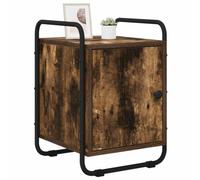 vidaXL Table de Chevet Chêne fumé Bois d'ingénierie, Table de Nuit compacte, Rangement Moderne, Armoire Bois, Porte à charnière, poignées Noires Mat pour s'organiser