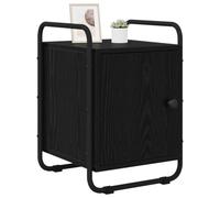 vidaXL Table de Chevet Chêne Noir Bois d'ingénierie, Table de Nuit compacte, Rangement Moderne, Armoire Bois, Porte à charnière, poignées Noires Mat pour s'organiser