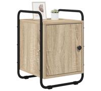 vidaXL Table de Chevet Chêne Sonoma Bois d'ingénierie, Table de Nuit compacte, Rangement Moderne, Armoire Bois, Porte à charnière, poignées Noires Mat pour s'organiser