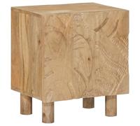 vidaXL Table de Chevet Faite Main Marron Teck 40 x 30 x 45 cm, Table de Chevet Tendance, Nuit fabriquée à la Main, Bois de Mangue, Motif Floral Unique, Rangement Minimaliste