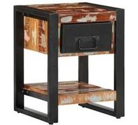 vidaXL Table de chevet 4013569 – En bois massif de récupération 35x34x45 cm – Multicolore