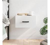 vidaXL Table de chevet murale Blanc