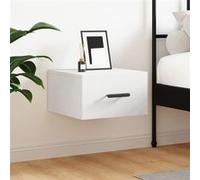 Table de Chevet Murale, Armoire de Nuit Suspendue avec Rangement, Table de Nuit Flottante, Décoration de Chambre, Moderne, Blanc Bois d'Ingénierie