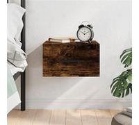 vidaXL Table de Chevet Murale, Armoire de Nuit Suspendue avec Rangement, Table de Nuit Flottante, Décoration de Chambre, Moderne, Chêne Fumé Bois d'Ingénierie Chêne fumé G