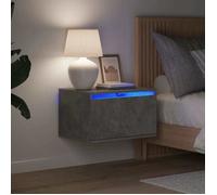 vidaXL Table de Chevet Murale avec LED Gris Béton en Bois d'Ingénierie Connecteur USB