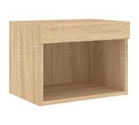 vidaXL Table de Chevet Murale avec Lumières LED, Armoire de Lit Suspendue, Table de Nuit, Armoire de Nuit Chambre, Moderne, Chêne Sonoma