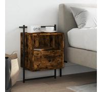 Table de chevet murale chêne fumé 40x30x61 cm bois d'ingénierie 833437