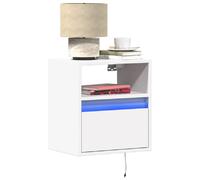 vidaXL Table de chevet murale LED blanc