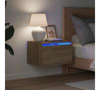 vidaXL Table de chevet murale LED - Chêne sonoma