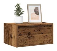 vidaXL Table de chevet murale LED - Vieux bois