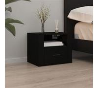 vidaXL Table de chevet murale - Noir