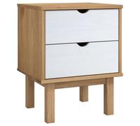 Vidaxl Table De Chevet Otta Marron Et Blanc 45x39x57cm Bois Pin Massif Multicolore