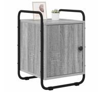 vidaXL Table de Chevet Sonoma Gris Bois d'ingénierie, Table de Nuit compacte, Rangement Moderne, Armoire Bois, Porte à charnière, poignées Noires Mat pour s'organiser