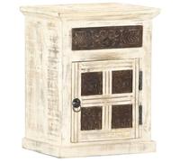 vidaXL Table de chevet 285896 - Bois de manguier massif, 1 tiroir 1 porte, Blanc 40x30x50 cm