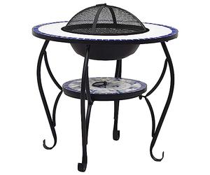 vidaXL Table de Foyer mosaïque Bleu et Blanc 68 cm Céramique