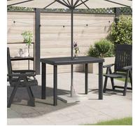vidaXL Table de Jardin 101x68x72 cm, Plastique, Anthracite, Résistante aux Intempéries, Pour Balcon ou Jardin, Trou pour 43594