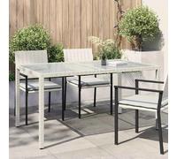 vidaXL Table de jardin 150x90x75 cm Verre trempé Poly rotin blanc